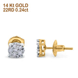14K Yellow Gold .24ct G SI Micro Pave Diamond Stud Earrings