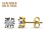 14K Solid Yellow Gold Diamond Stud Earrings Wholesale