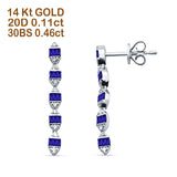 Dangle Drop Diamond Stud Earrings Cascading Blue Sapphire 14K White Gold 0.57ct Wholesale