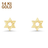 14K Yellow Gold Tiny Star Of David Studs Earring 10mm Wholesale