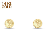 14K Yellow Gold Yin Yang Stud Earrings 7mm Wholesale