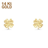 14K Yellow Gold 10mm Four Leaf Clover Post Studs Earring Wholesale