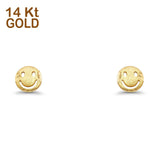 14K Yellow Gold 7mm Smiling Face Emoji Post Studs Earring Wholesale