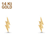 14K Yellow Gold 13mm Thunder Lightning Bolt Style Post Studs Earring Wholesale