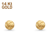 14K Yellow Gold 8mm Soccer Ball Style Post Studs Earring Wholesale