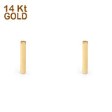 14K Yellow Gold Solid Bar Studs Earring Best Birthday Or Anniversary Gift