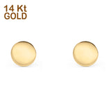 14K Yellow Gold Solid Petite Round Love Half Ball Studs Earring Best Birthday Or Anniversary Gift