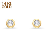 14K Yellow Gold Solid Tiny Round Ball Simulated CZ Post Studs Earring 8mm