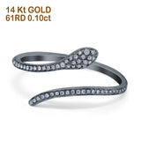 14K Black Gold 0.10ct Round 3mm G SI Diamond Petite Dainty Snake Eternity Band Engagement Wedding Ring Size 6.5