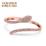 14K Rose Gold 0.10ct Round 3mm G SI Diamond Petite Dainty Snake Eternity Band Engagement Wedding Ring Size 6.5