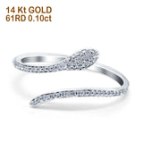 14K White Gold 0.10ct Round 3mm G SI Diamond Petite Dainty Snake Eternity Band Engagement Wedding Ring