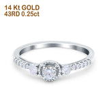 14K White Gold 0.31ct Three Stone Vintage Round 5mm G SI Diamond Engagement Band Wedding Ring Size 6.5