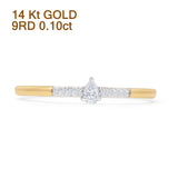 Pear Teardrop Petite Natural Diamond Ring 14K Yellow Gold Wholesale