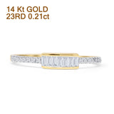 Baguette Stackable 4mm Round Natural Diamond Wedding Band 14K Yellow Gold Wholesale