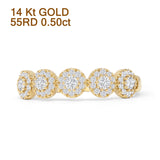 Floral 0.50ct Diamond Halo Eternity Ring Halfway Stackable 14K Yellow Gold Wholesale