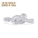 Diamond Knot Crossover Ring 0.16ct Natural Baguette 14K White Gold Wholesale