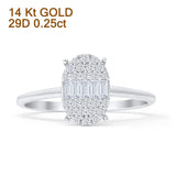 Oval Shaped Cluster 0.25ct Baguette & Round Diamond Ring 14K White Gold Wholesale