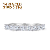Half Eternity 3.2mm Stackable Baguette Natural Diamond Band 14K White Gold Wholesale