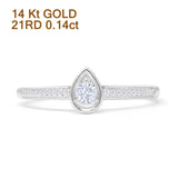 Pear Teardrop Stackable Round Natural Diamond Ring 14K White Gold Wholesale
