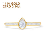 Pear Teardrop Stackable Round Natural Diamond Ring 14K Yellow Gold Wholesale