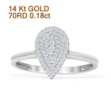 Pear Teardrop Cluster Round Natural Diamond Eangagement Ring 14K White Gold Wholesale