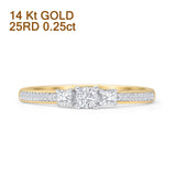 Vintage Style 0.25ct Three Stone Diamond Round Ring 14K Yellow Gold Wholesale