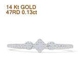 Princess Cut Cluster Round Natural Diamond Petite Ring 14K White Gold Wholesale