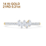 Vetical ZigZag Baguette Stacking Round Diamond Ring 14K Yellow Gold Wholesale