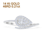 Pear Teardrop Cluster Baguette Natural Diamond Wedding Band 14K White Gold