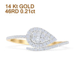 Pear Teardrop Cluster Baguette Natural Diamond Wedding Band 14K Yellow Gold