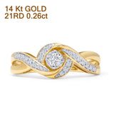Infinity Swirl 0.26ct Natural Diamond Round Engagement Ring 14K Yellow Gold Wholesale