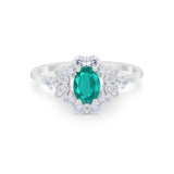 Oval Wedding Ring Vintage Simulated Paraiba Tourmaline CZ 925 Sterling Silver