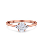 Oval Cut Wedding Ring Rose Tone, Simulated Cubic Zirconia 925 Sterling Silver