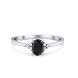 Oval Cut Wedding Ring Simulated Black CZ 925 Sterling Silver