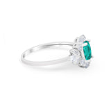 Oval Wedding Ring Vintage Simulated Paraiba Tourmaline CZ 925 Sterling Silver