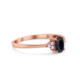 Oval Cut Wedding Ring Rose Tone, Simulated Black CZ 925 Sterling Silver