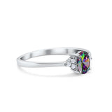 Oval Cut Wedding Ring Simulated Rainbow CZ 925 Sterling Silver