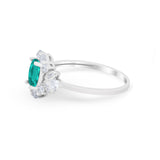 Oval Wedding Ring Vintage Simulated Paraiba Tourmaline CZ 925 Sterling Silver