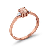 Oval Cut Wedding Ring Rose Tone, Simulated Morganite CZ 925 Sterling Silver