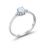 Oval Cut Wedding Ring Lab Created White Opal 925 Sterling Silver