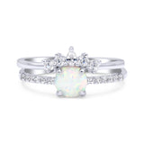 Two Piece Bridal Ring Sets White Opal CZ 925 Sterling Silver Wholesale