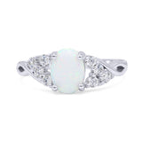 Oval Art Deco Bridal Wedding Engagement Ring Infinity Lab Created White Opal 925 Sterling Silver