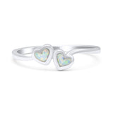 Art Deco Bridal Wedding Engagement Ring Heart Lab Created White Opal 925 Sterling Silver