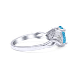 Oval Art Deco Bridal Wedding Engagement Ring Infinity Lab Created Blue Opal 925 Sterling Silver