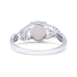 Oval Art Deco Bridal Wedding Engagement Ring Infinity Lab Created White Opal 925 Sterling Silver