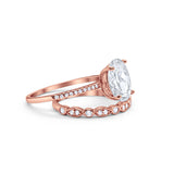 Infinity Wedding Piece Bridal Ring Oval Rose Tone Simulated Cubic Zirconia  925 Sterling Silver