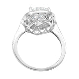 Halo Teardrop Bridal Ring Pear Round Cubic Zirconia 925 Sterling Silver