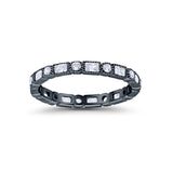 Full Eternity Wedding Baguette Round Black Tone, Simulated CZ 925 Sterling Silver