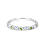 Art Deco Wedding Ring Round Eternity Simulated Peridot CZ 925 Sterling Silver