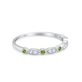 Art Deco Wedding Ring Round Eternity Simulated Peridot CZ 925 Sterling Silver